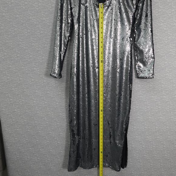 Calvin Klein Sequin Midi Dress Silver- XS - Picture 7 of 9